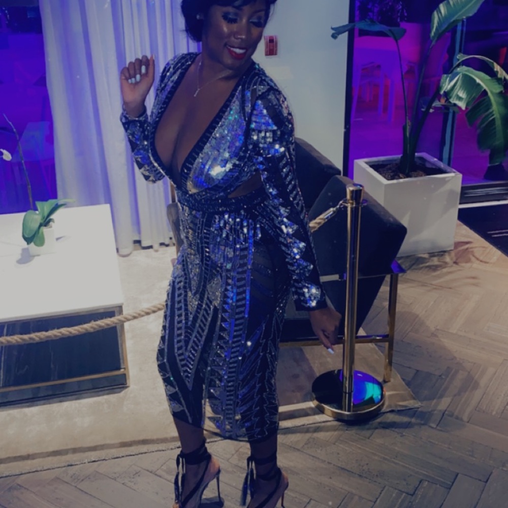Silver sequin dress